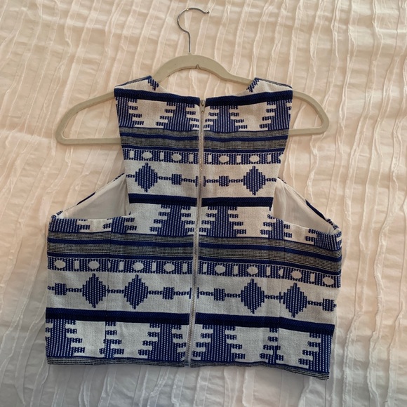 Line and dot blue pattern crop top - Picture 3 of 4